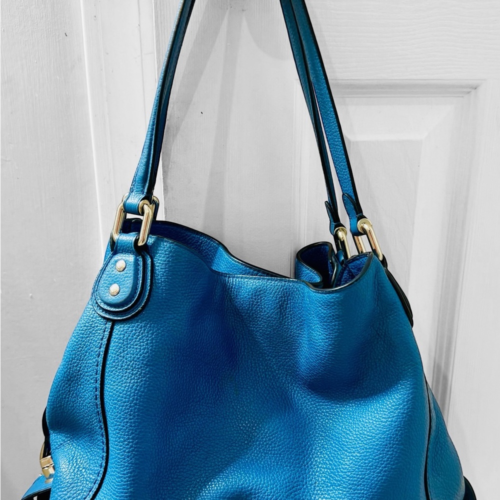 Coach Pebbled Leather Edie 31 Shoulder Bag - Blue/Teal